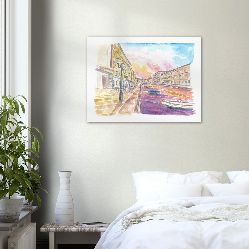 Canal Grande in Trieste Italy at Sunset - Limited Edition Fine Art Print - Original Painting available