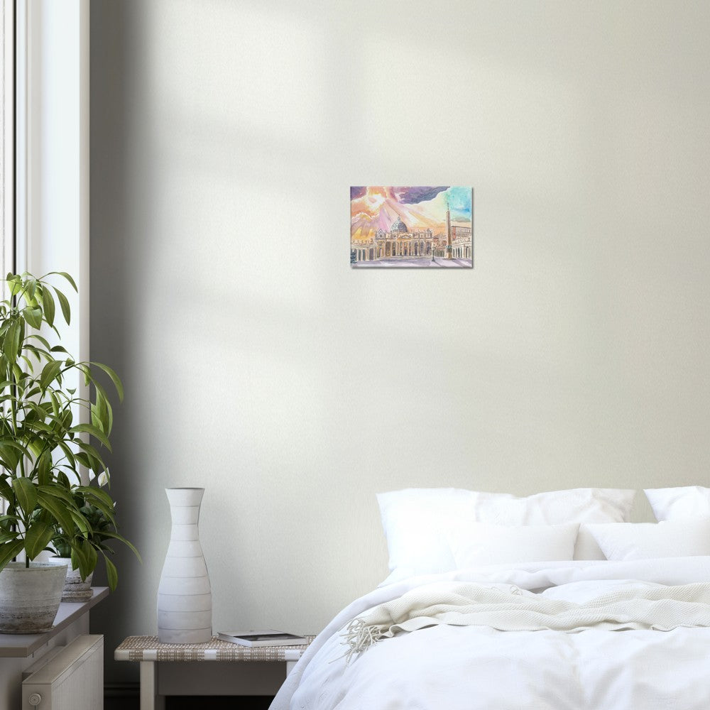 Rome Saint Peter's Illuminated through Sunrays from Gorgeous Skies - Limited Edition Fine Art Print - Original Painting available