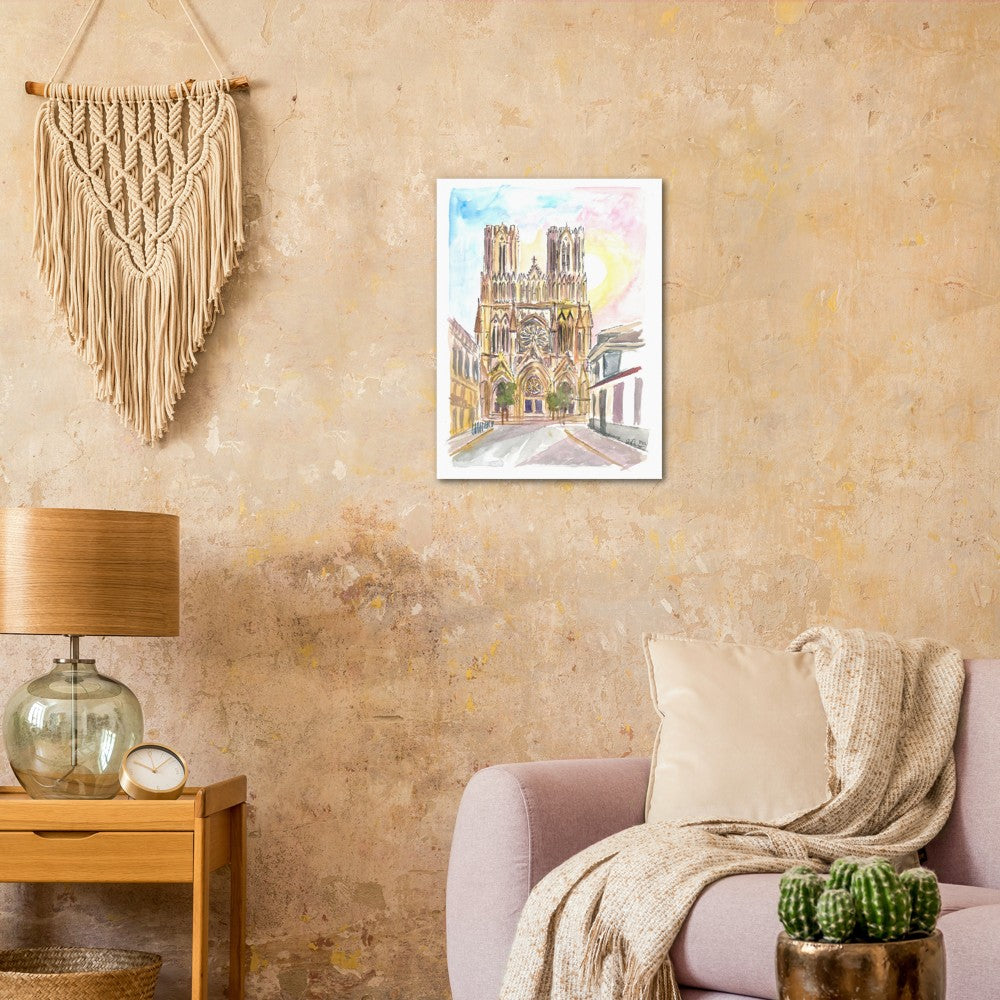 Monumental Reims Cathedral Watercolor Impressions - Limited Edition Fine Art Print -