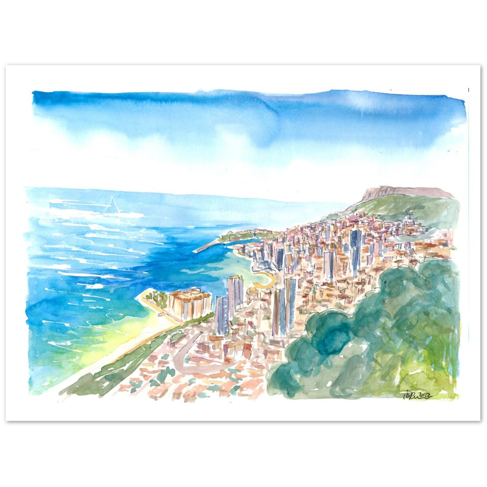 Monaco View From the Mountains With Skyline and Sea
