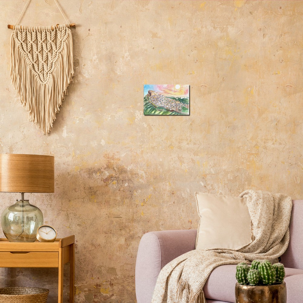 Rocca Imperiale City on Rocks with Hohenstaufen Castle - Limited Edition Fine Art Print - Original Painting available