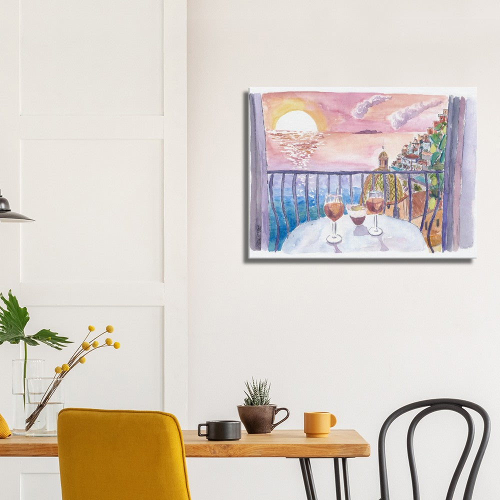 Unforgettable Incredible Amalfi Sunset View Terrace with Infinite Sea View - Limited Edition Fine Art Print - Original Painting available