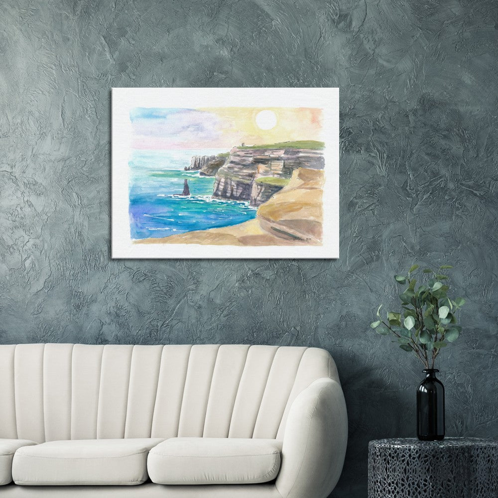 Coastline of Cliffs of Moher in Ireland with Atlantic Ocean - Limited Edition Fine Art Print - Original Painting available