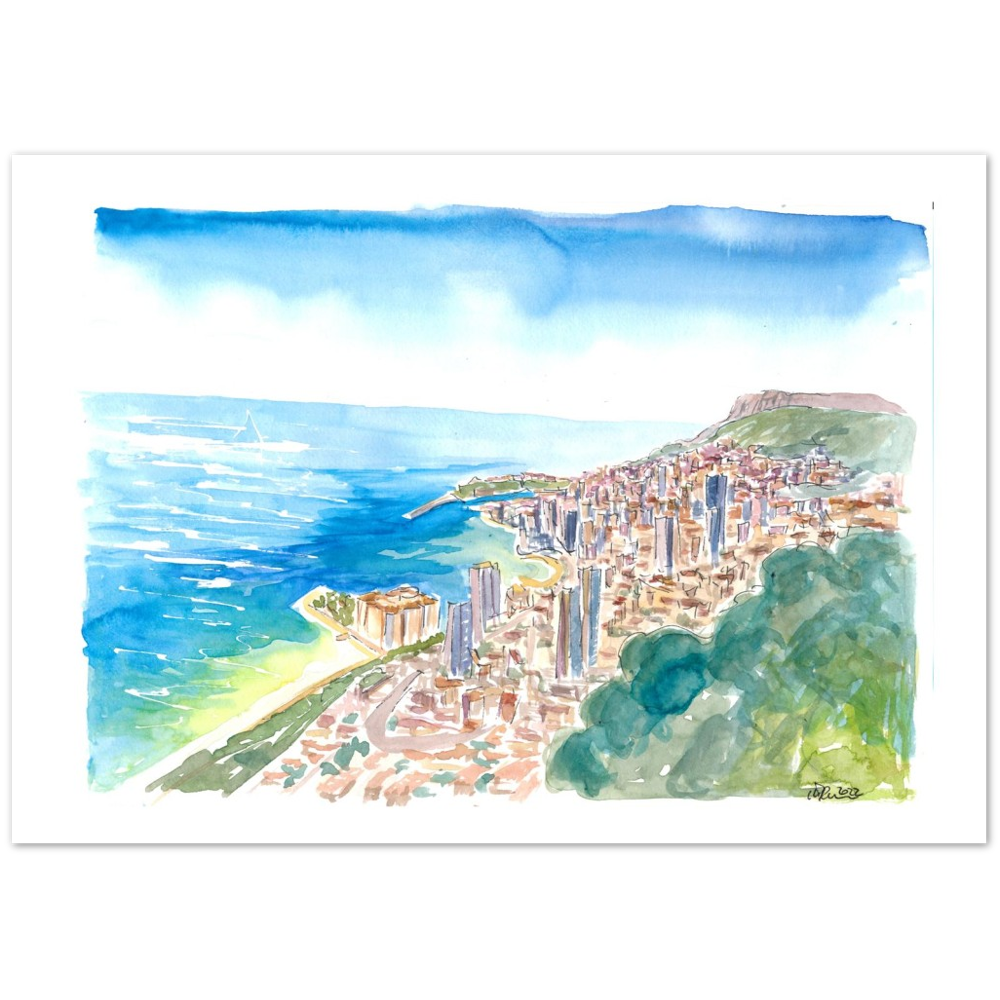 Monaco View From the Mountains With Skyline and Sea