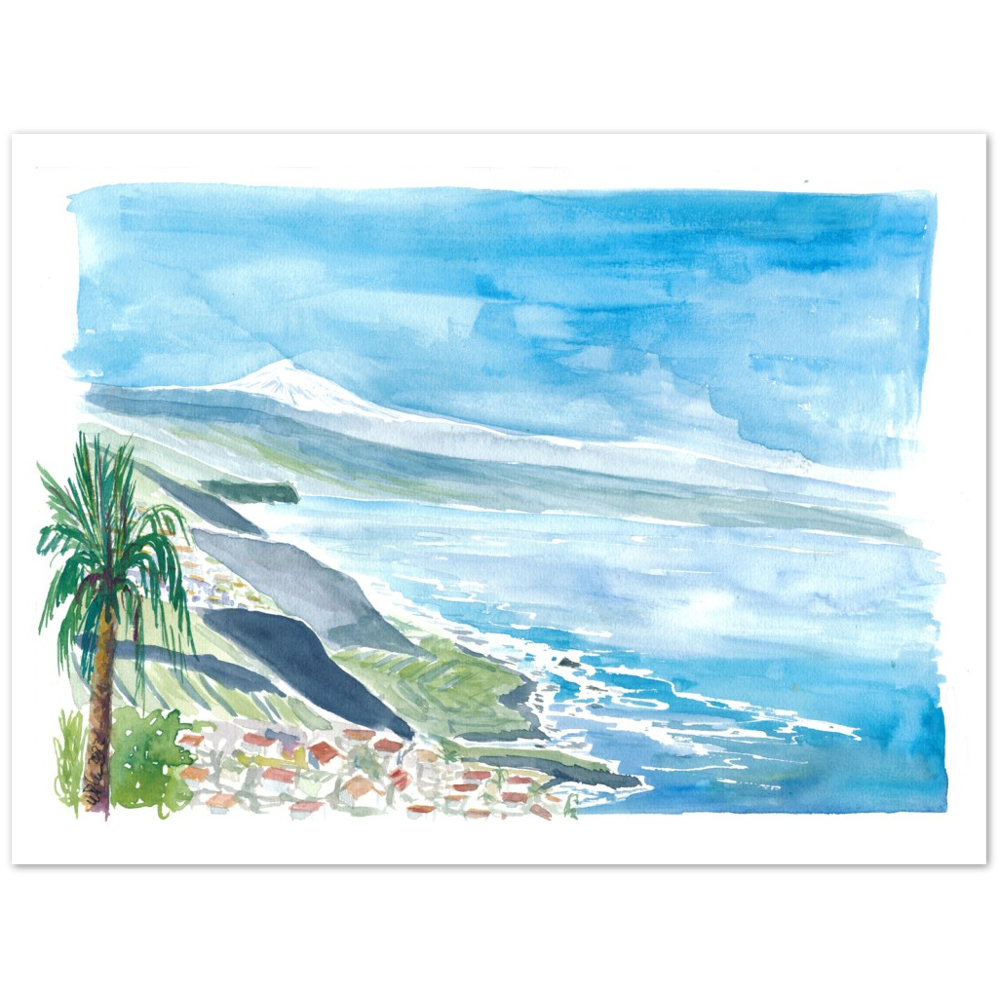 View of Snow Covered Teide in Tenerife Canary Islands - Limited Edition Fine Art Print - Original Painting available