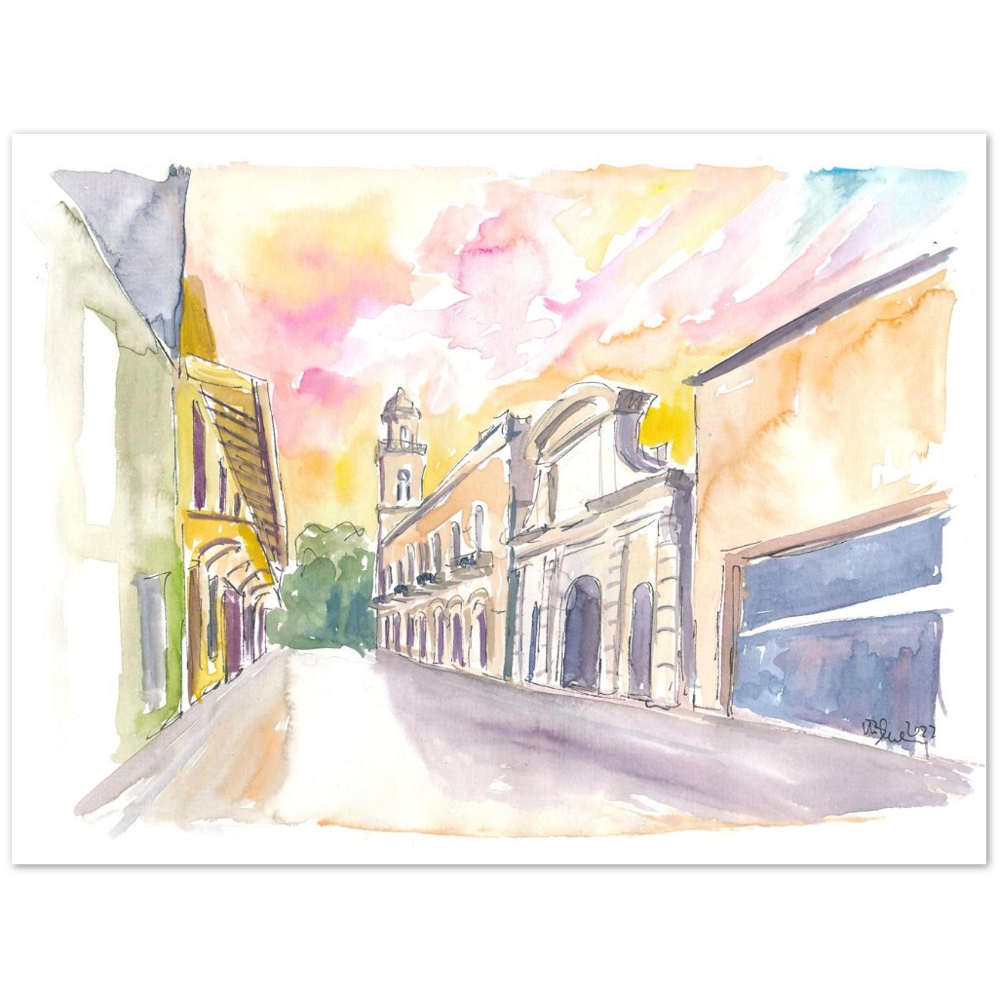 Santo Domingo Watercolor Street Scene Calle el Conde