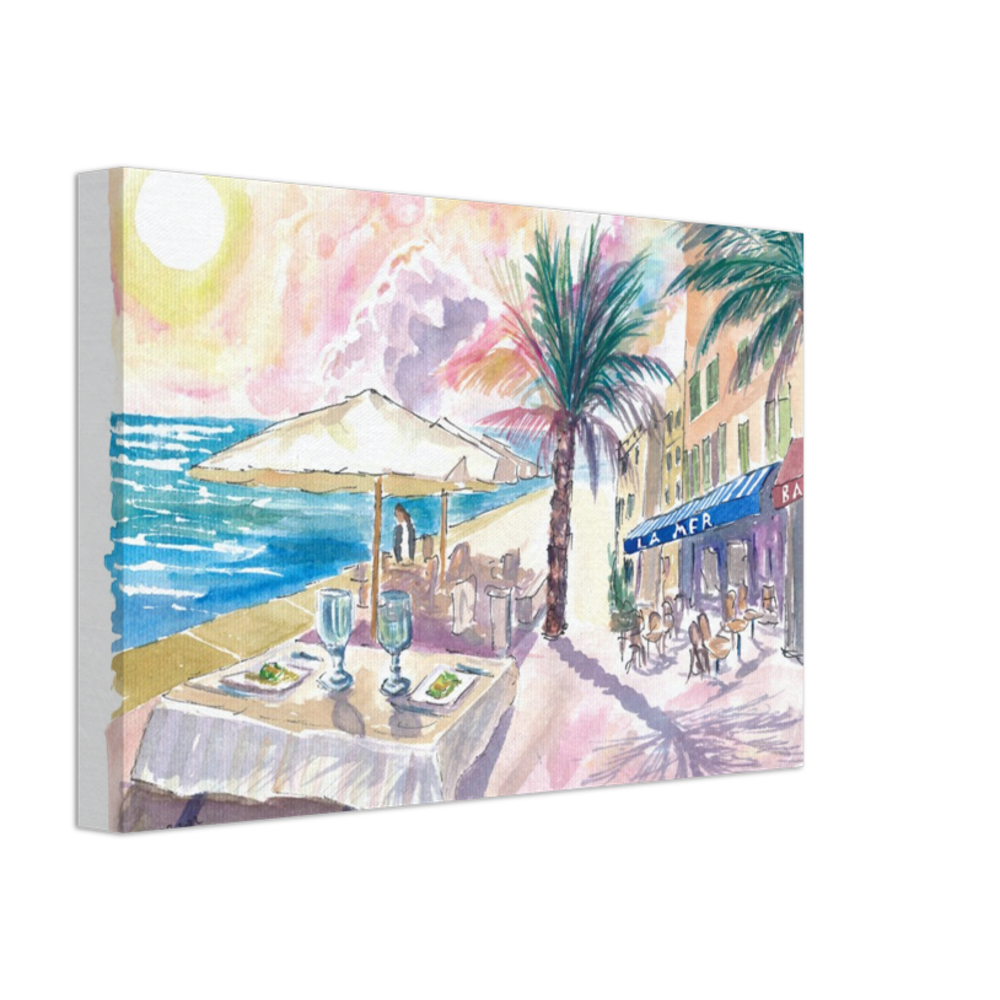 Mediterranean Seaview during Romantic Afternoon at Bar La Mer - Limited Edition Fine Art Print - Original Painting available