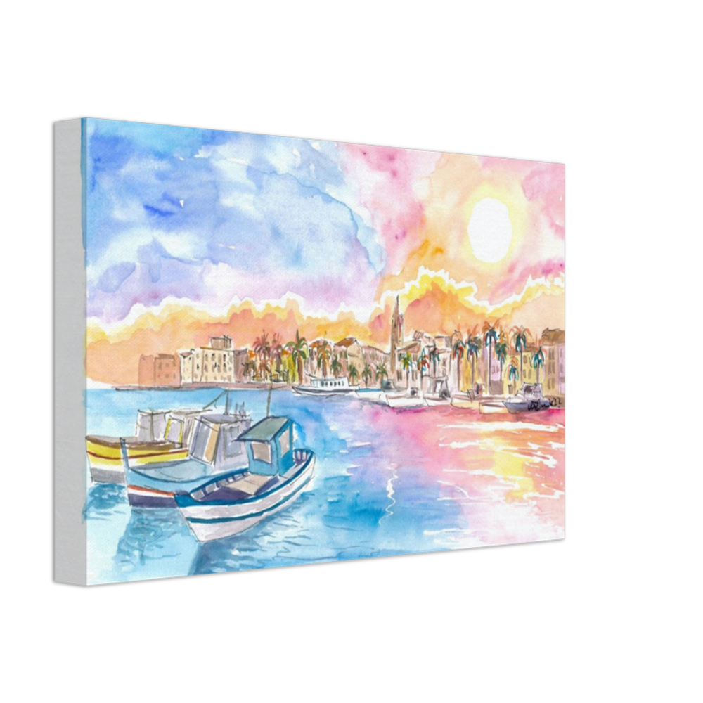 Romantic Harbour Sunset in Coastal Provence in Southern France