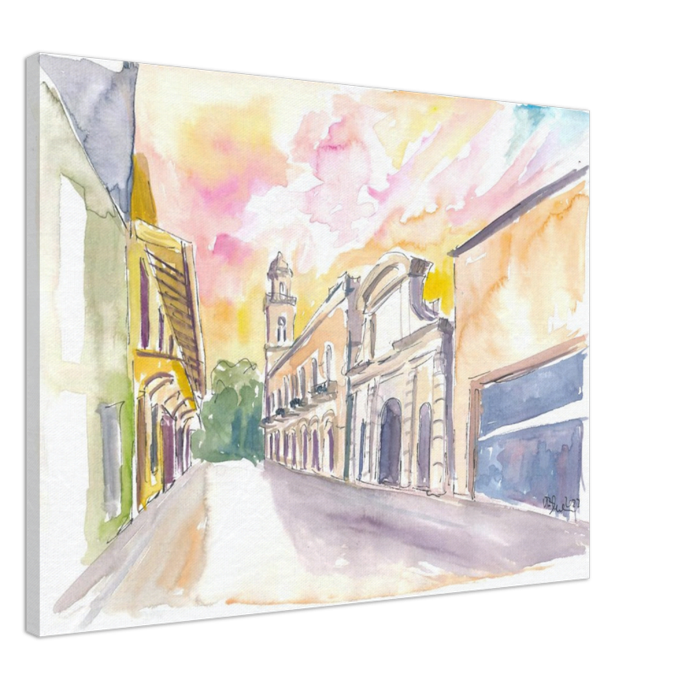 Santo Domingo Watercolor Street Scene Calle el Conde