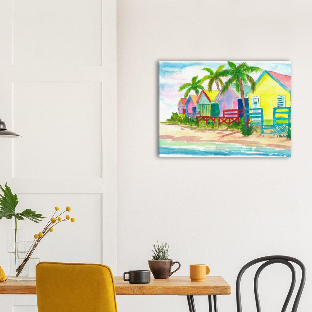 Colorful Caribbean Beach Houses for Dream Vacations - Fine Art Print on Giclee, Canvas & Original Art