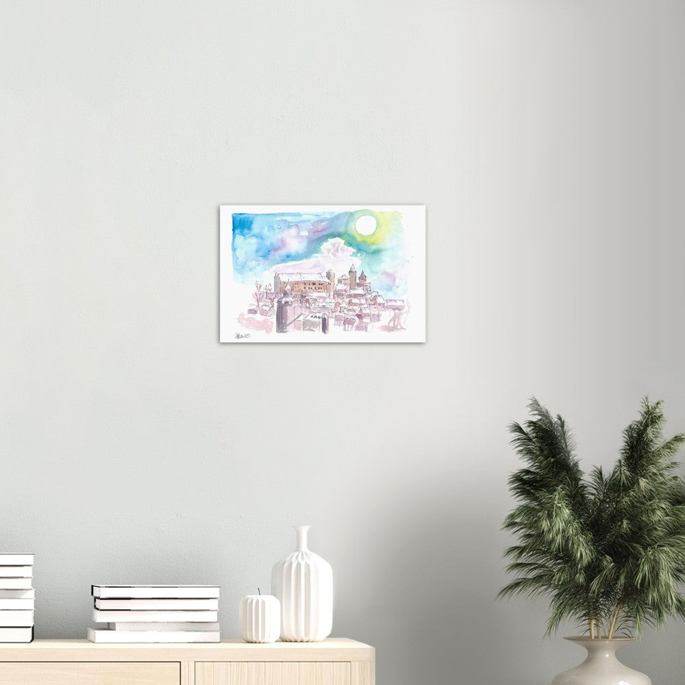 Nuremberg Germany View of Old Town with Castle in Winter - Limited Edition Fine Art Print - Original Painting available