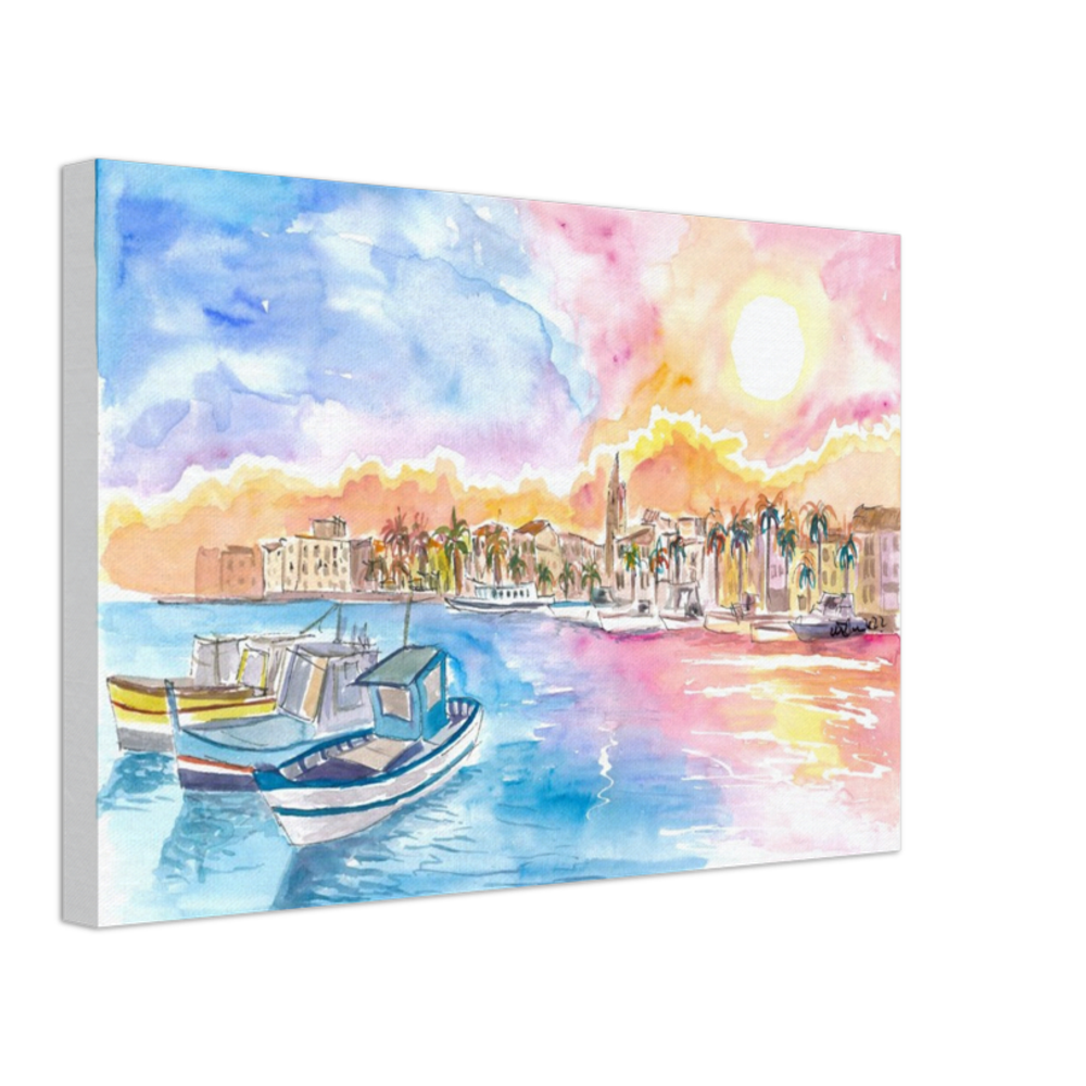 Romantic Harbour Sunset in Coastal Provence in Southern France