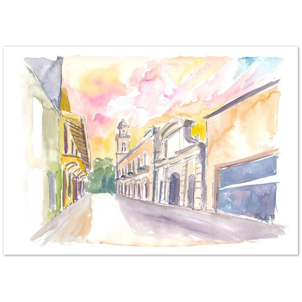 Santo Domingo Watercolor Street Scene Calle el Conde