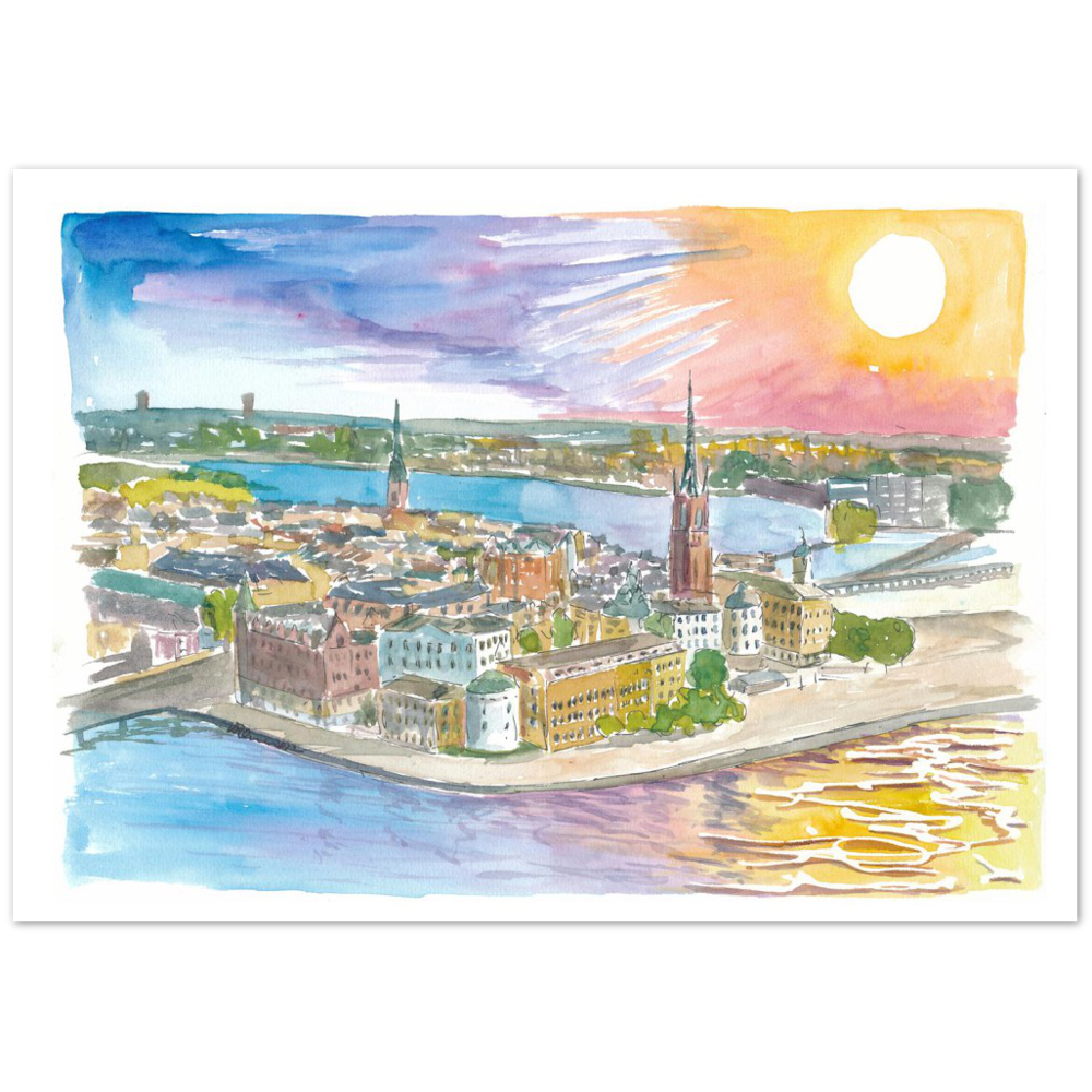 Stockholm Sweden Spectacular Sunset with Stamla Gan and Östermalm - Limited Edition Fine Art Print