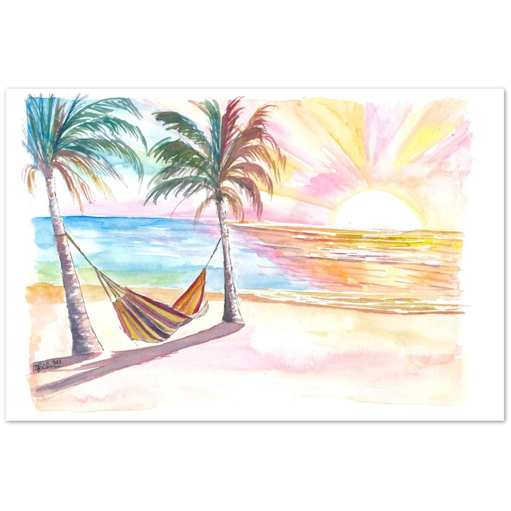 Lazy Tropical Hammock in Palm Shadow with Ocean Sounds
