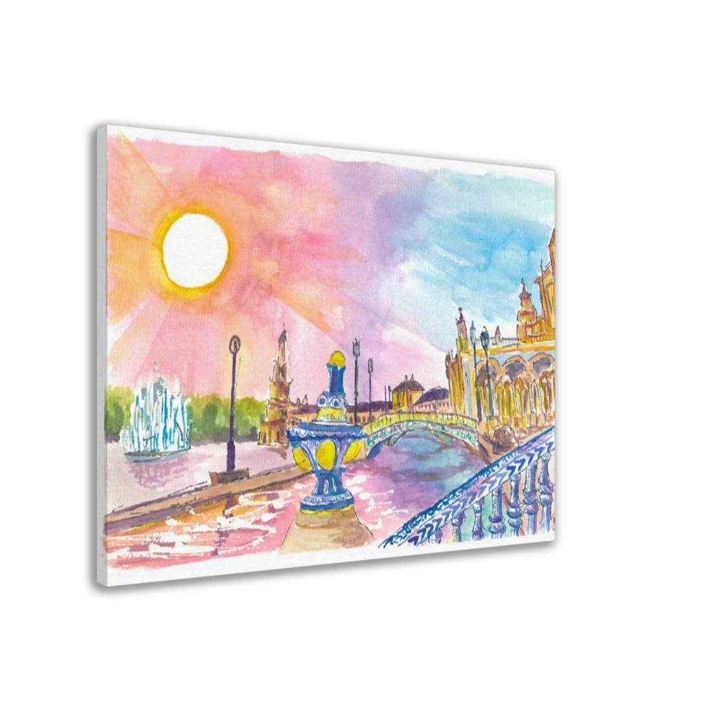 Seville Spain Unforgettable Moments at Plaza de Espana - Limited Edition Fine Art Print - Original Painting available