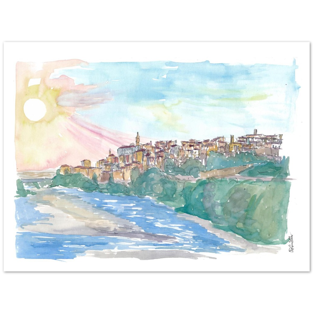 Ventimiglia Liguria Italy Panorama with Roia River