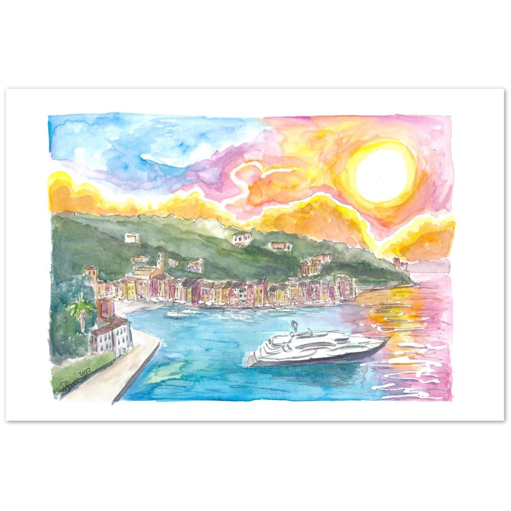 Portofino Italian Dreams with Luxury Yacht and Waterfront - Limited Edition Fine Art Print