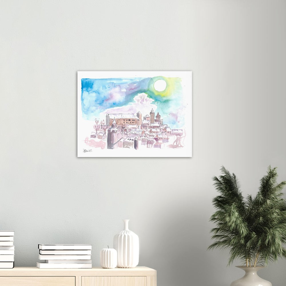 Nuremberg Germany View of Old Town with Castle in Winter - Limited Edition Fine Art Print - Original Painting available