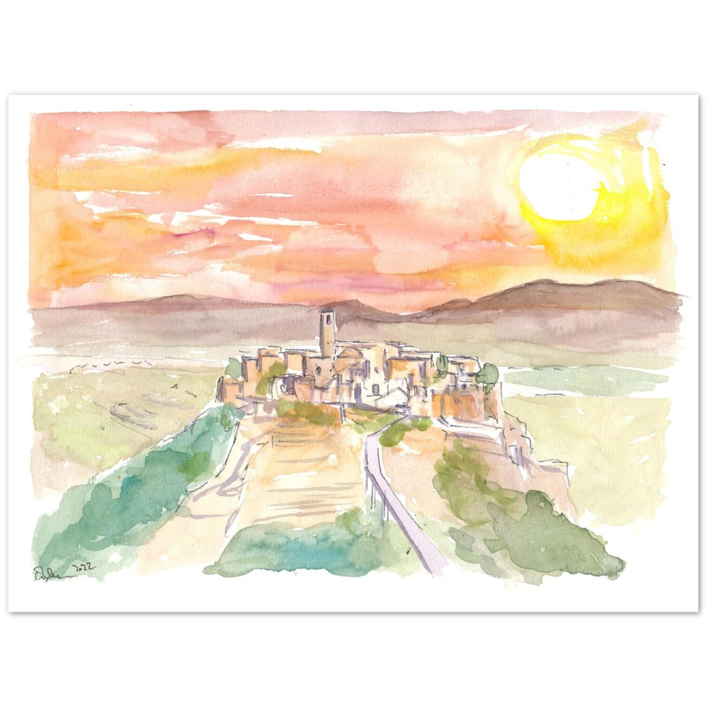 Civita di Bagnoregio Italian Town on a Hill in Sunlight