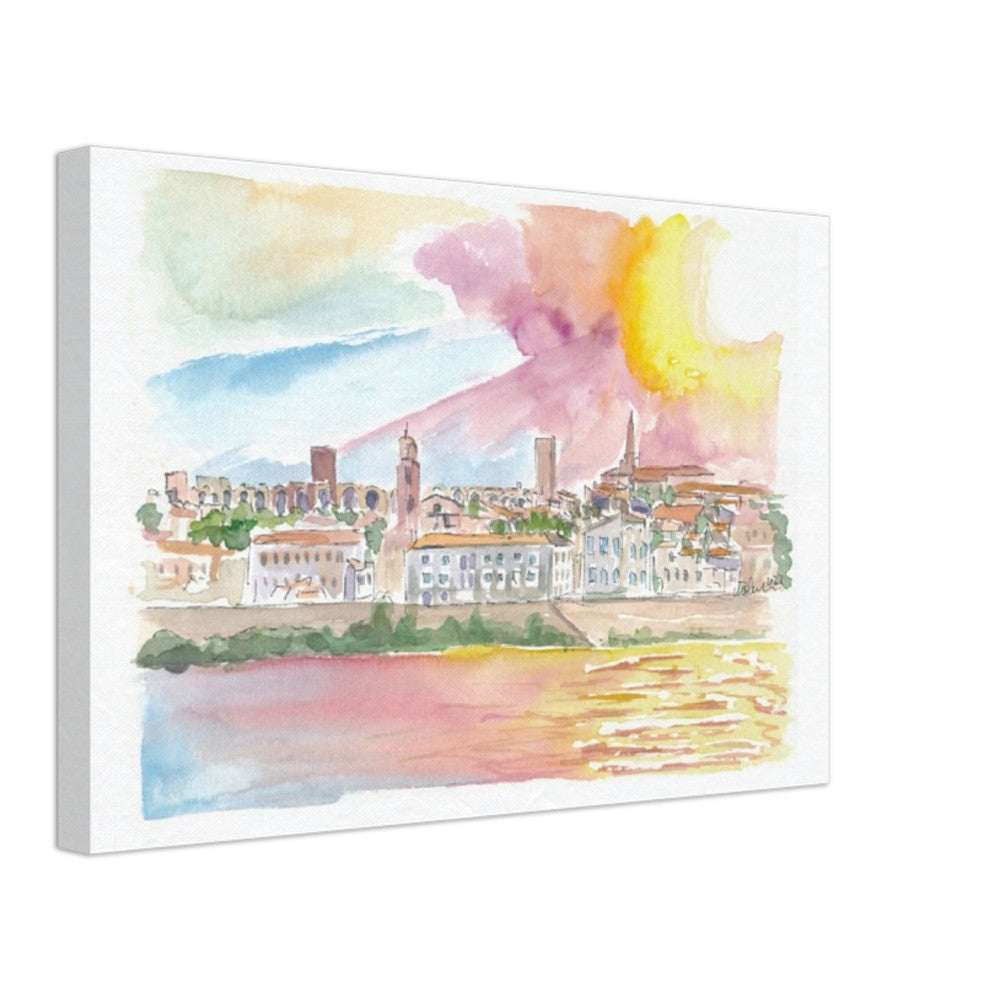 Historic Arles with view of Old Town - Limited Edition Fine Art Print - Original Painting available