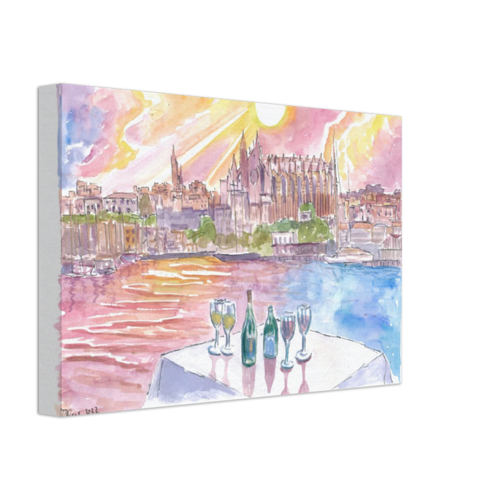 Dinner in Palma Majorca with Port, Wine and La Seu - Limited Edition Fine Art Print - Original Painting available