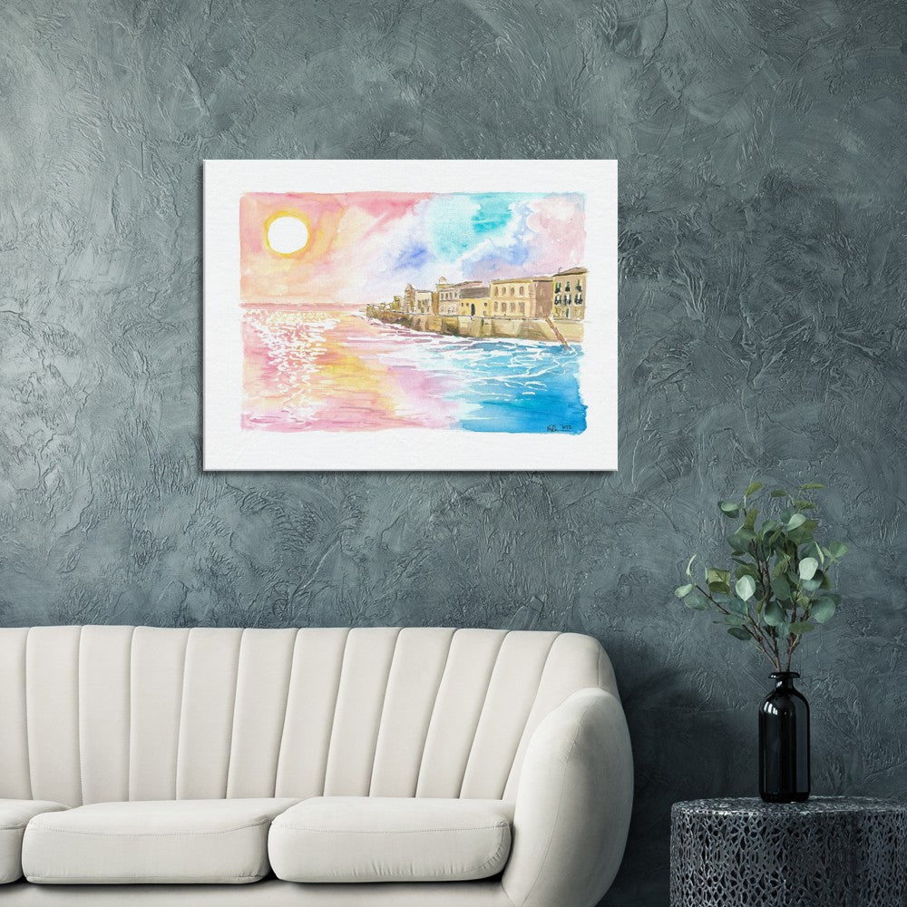 Syracuse Sicily Waterfront Promenade from Ancient Times - Limited Edition Fine Art Print - Original Painting available