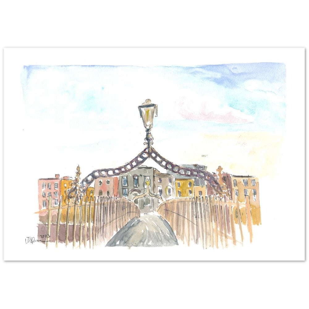 Ha’penny Bridge Impressions in Dublin Droichead na Life - Limited Edition Fine Art Print - Original Painting available