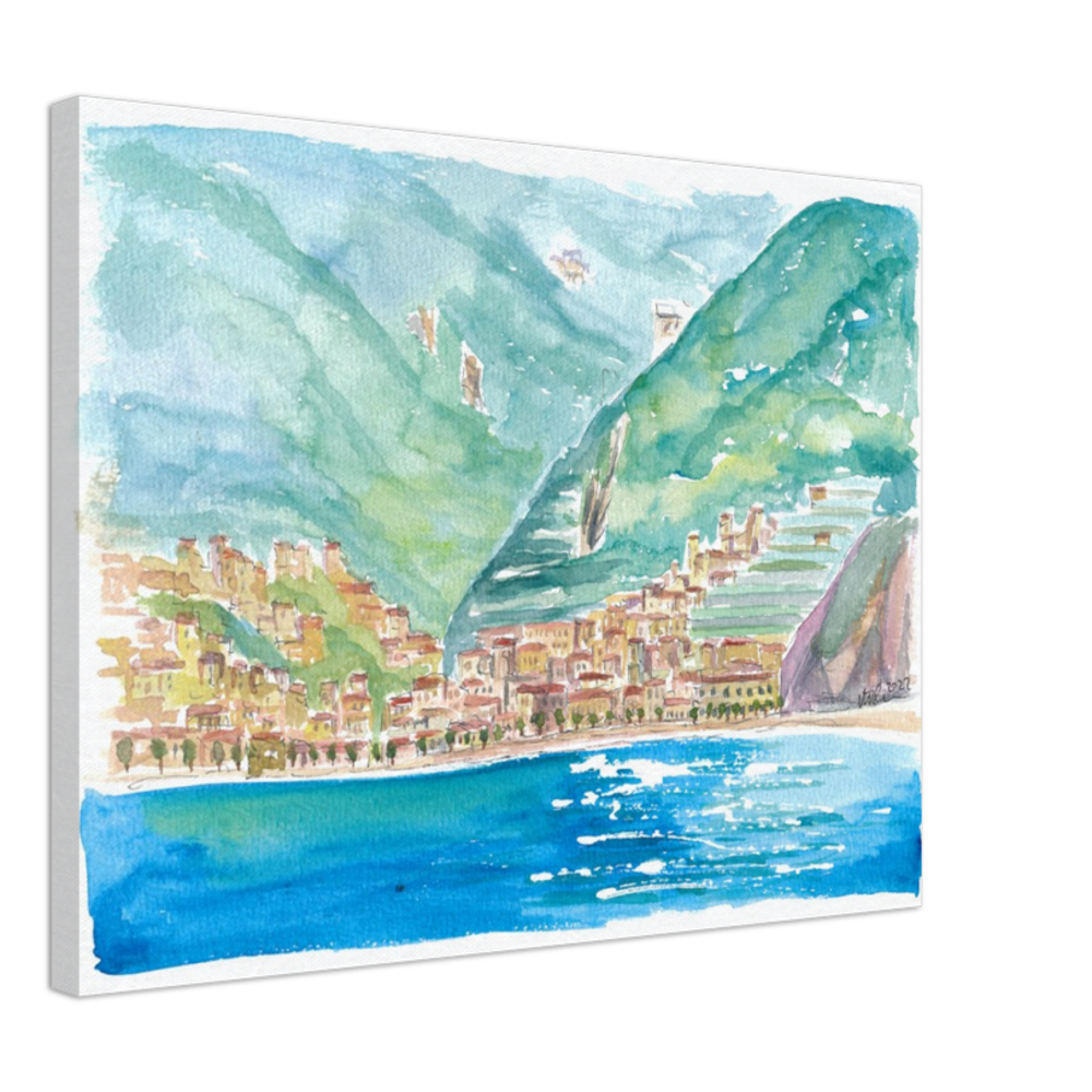 Minori on Amalfi Coast View from Mediterranean Sea - Limited Edition Fine Art Print - Original Painting available