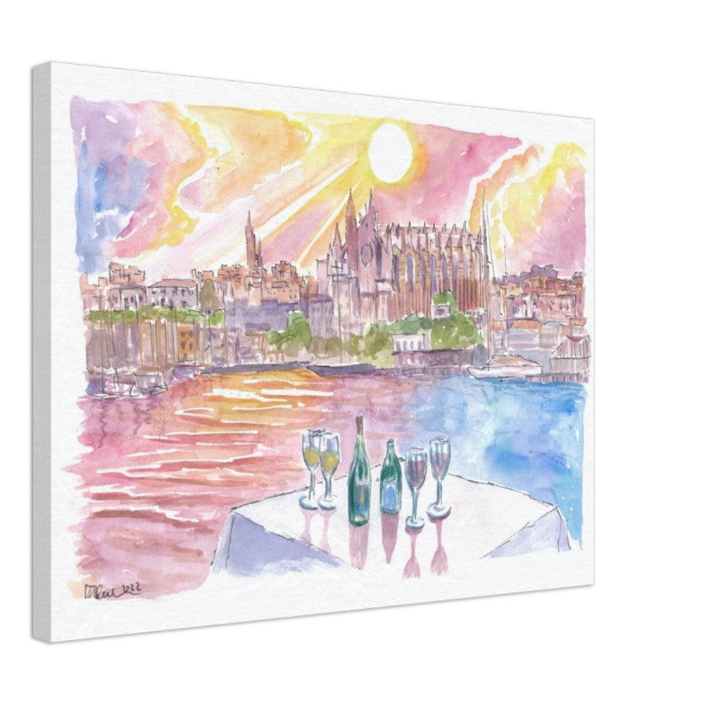 Dinner in Palma Majorca with Port, Wine and La Seu - Limited Edition Fine Art Print - Original Painting available