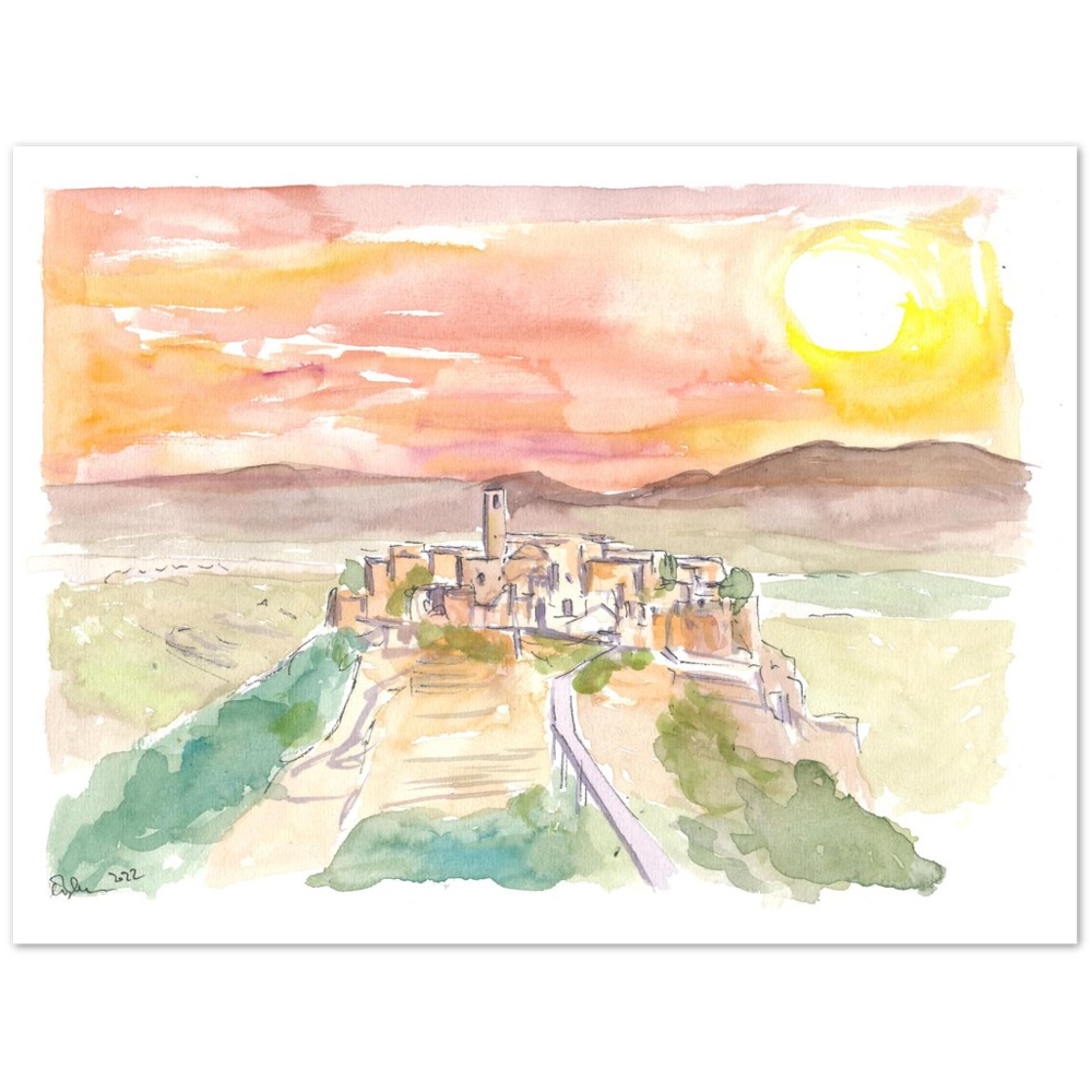 Civita di Bagnoregio Italian Town on a Hill in Sunlight