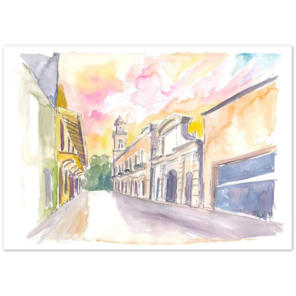 Santo Domingo Watercolor Street Scene Calle el Conde