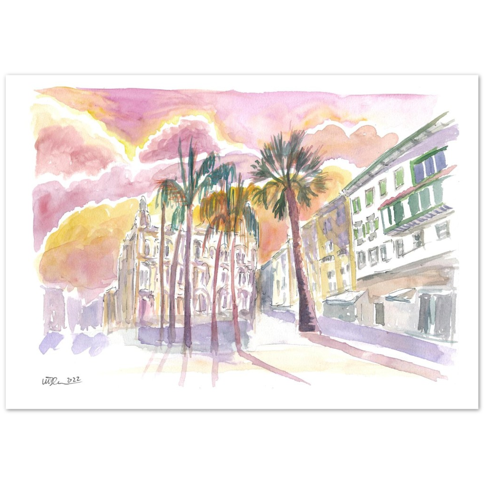Las Palmas Gran Canary San Francisco Square with Literary Cabinet - Limited Edition Fine Art Print - Original Painting available