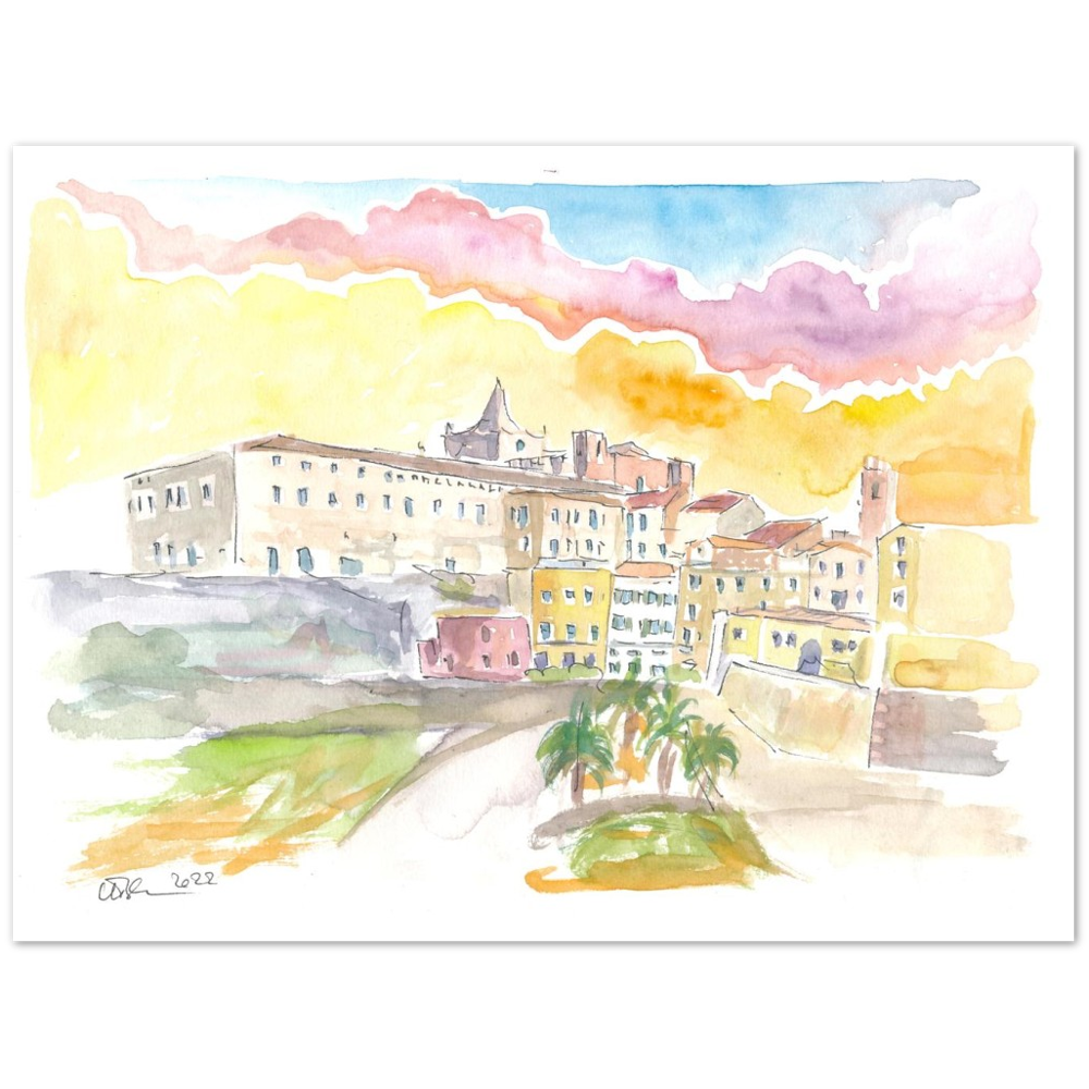Mediterranean Mahon Menorca Cityscape at Sunset