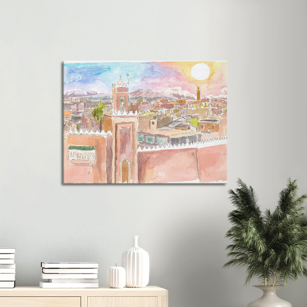 Marrakech View of Walls and Rooftops in Afternoon Sun - Limited Edition Fine Art Print - Original Painting available