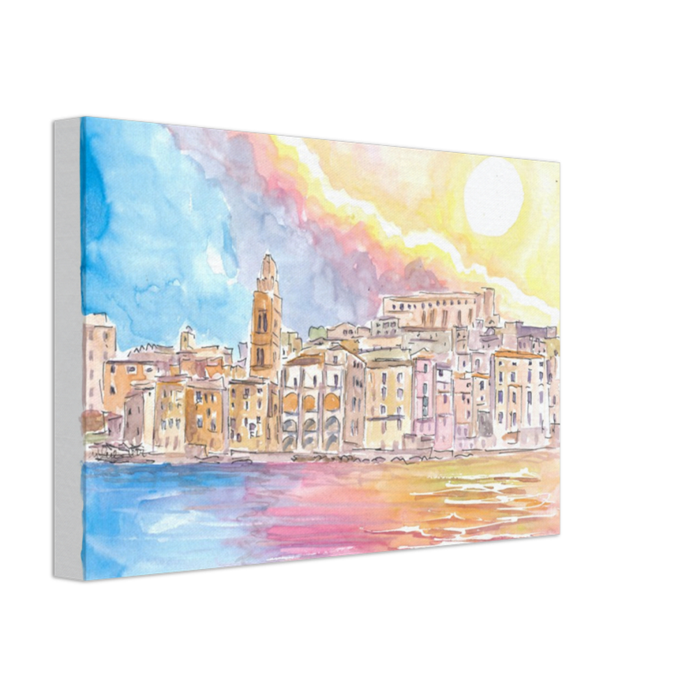 Gaeta Lazio Italy View from Mediterranean Sea - Limited Edition Fine Art Print - Original Painting available