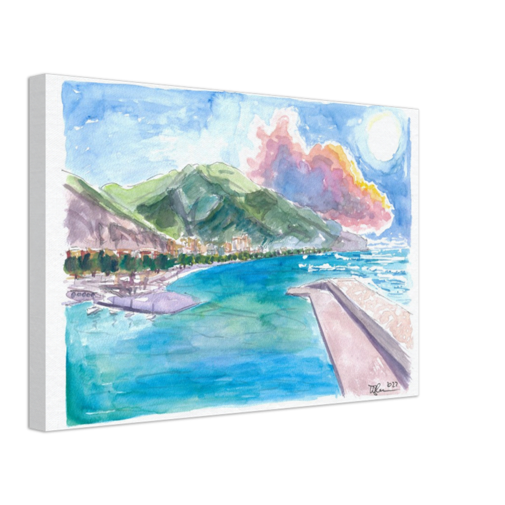 Maiori Port on Amalfi Coast with Clouds and Blu Med - Limited Edition Fine Art Print -