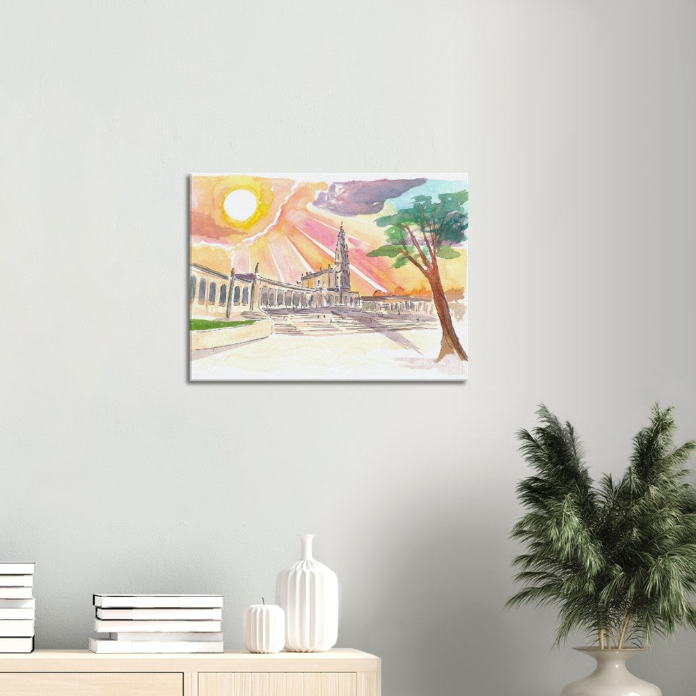 Sunset over Sanctuary of Our Lady of the Rosary of Fátima - Limited Edition Fine Art Print - Original Painting available