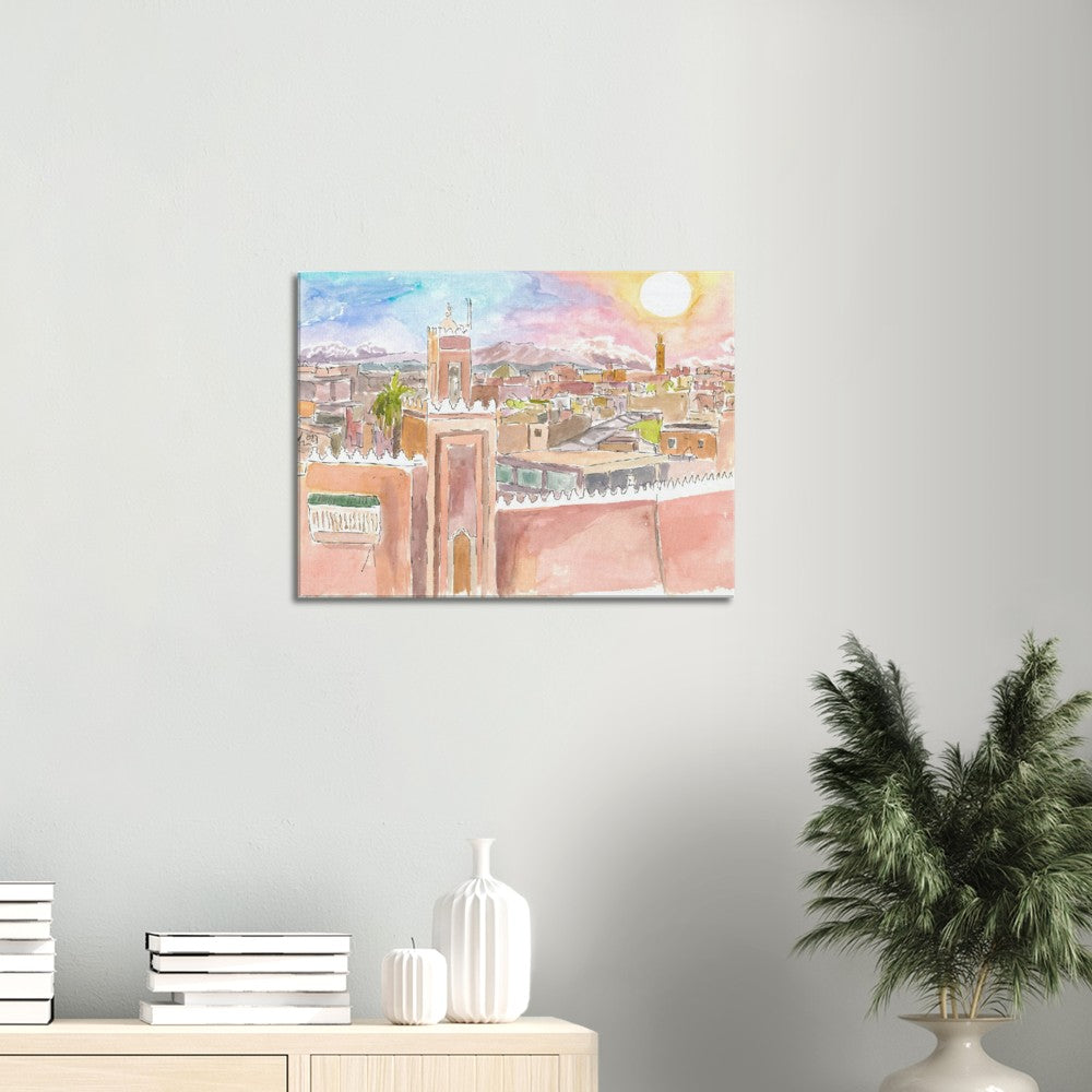 Marrakech View of Walls and Rooftops in Afternoon Sun - Limited Edition Fine Art Print - Original Painting available