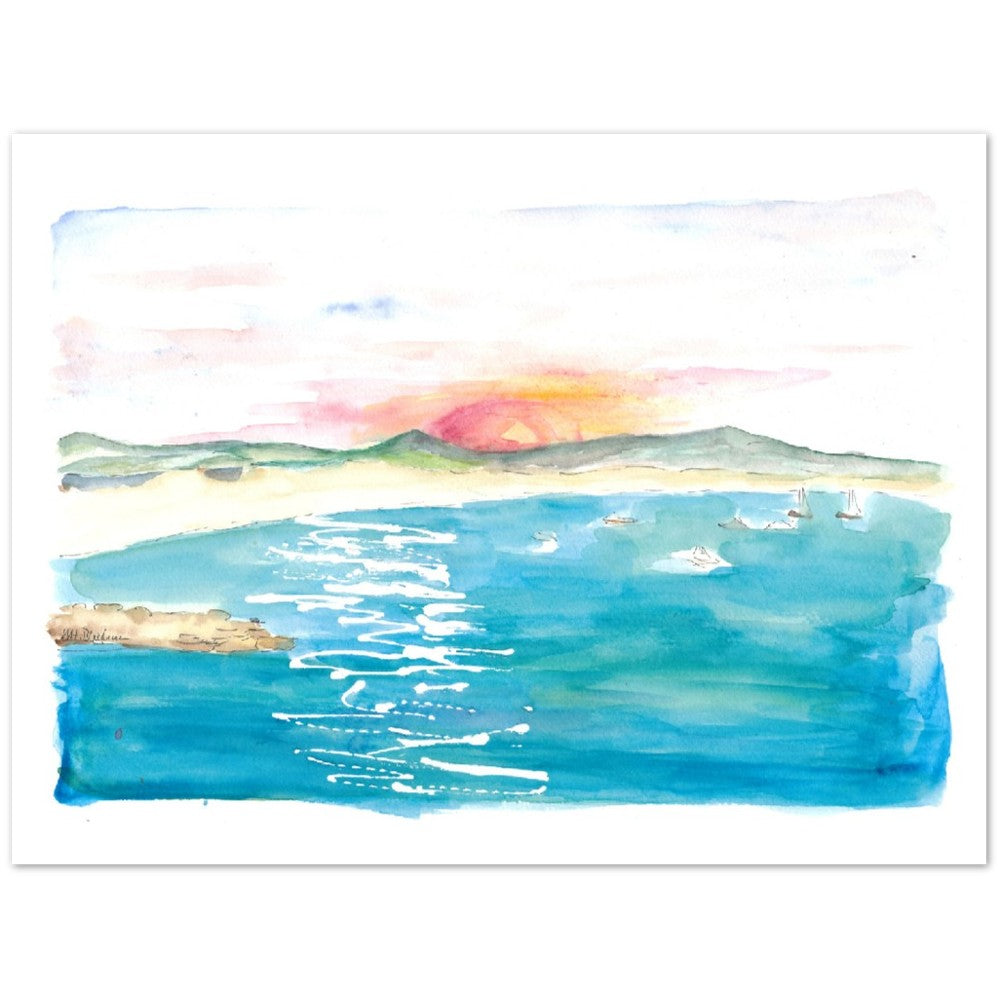 Caribbean Tropical Sunset Scene with Turquoise Waters - Limited Edition Fine Art Print