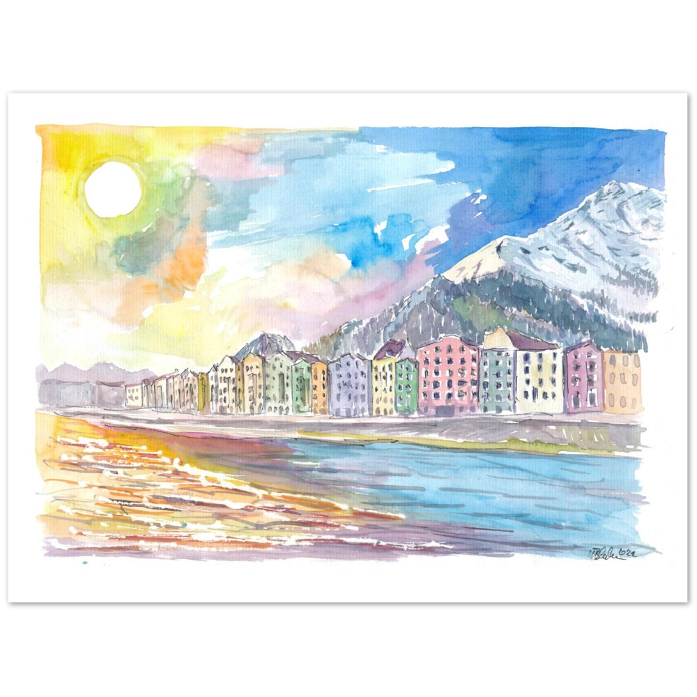 Innsbruck Tyrol Austria Houses with River Inn and Nordkette