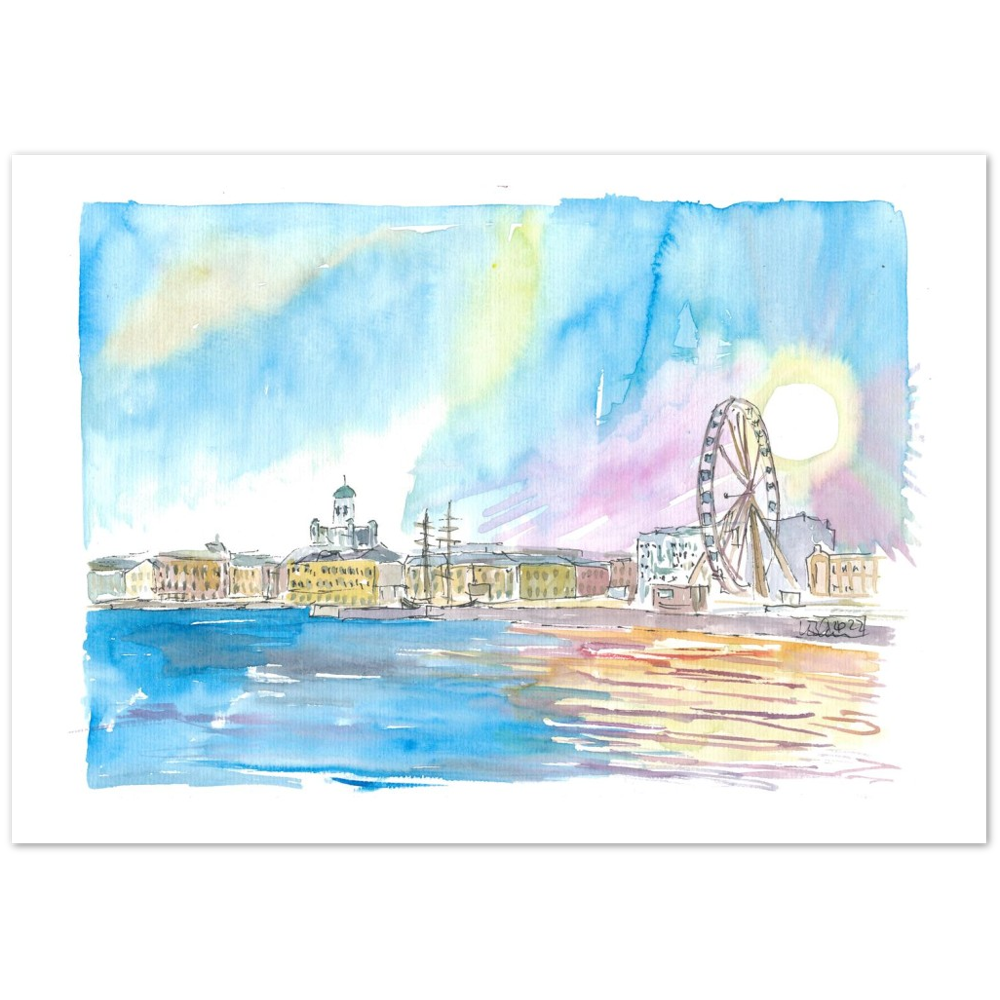 Helsinki Finland Waterfront with Cathedral and Harbour