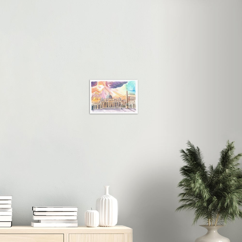 Rome Saint Peter's Illuminated through Sunrays from Gorgeous Skies - Limited Edition Fine Art Print - Original Painting available