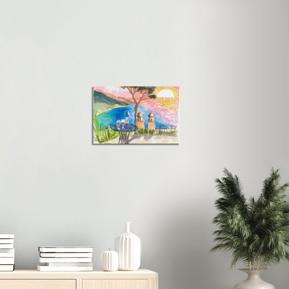 Love Wine Sunset in Amalfi Villa Rufolo Coastal View - Limited Edition Fine Art Print - Original Painting available