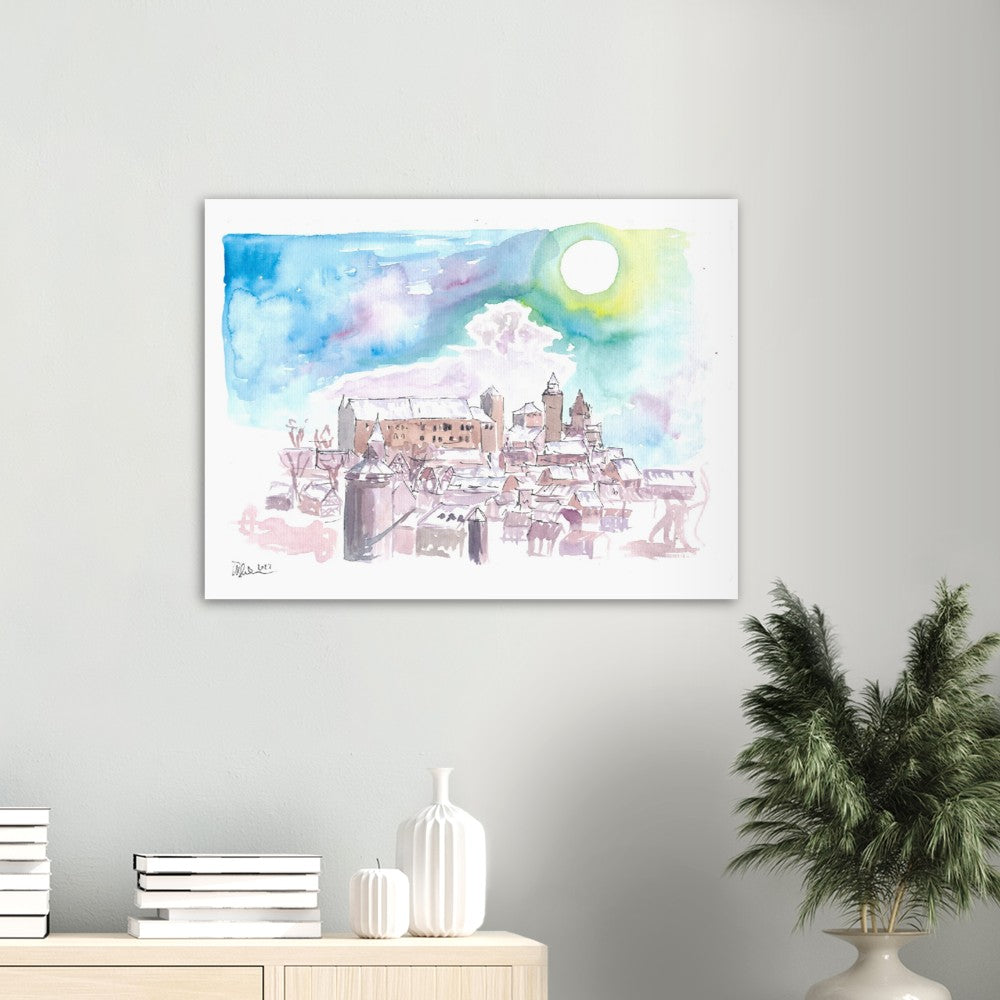Nuremberg Germany View of Old Town with Castle in Winter - Limited Edition Fine Art Print - Original Painting available