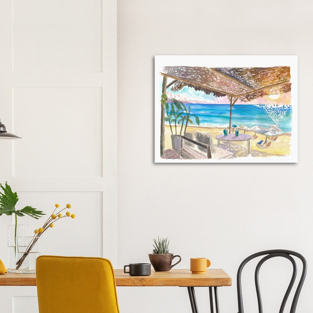 Beach Bar Vibes on Island of Corfu, Greece - Limited Edition Fine Art Print - Original Painting available