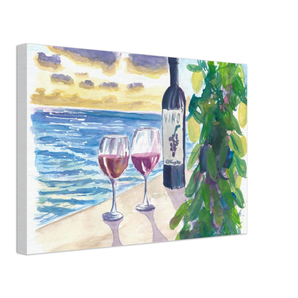 Romantic Evening with Wine for 2 with Sea View - Limited Edition Fine Art Print - Original Painting available