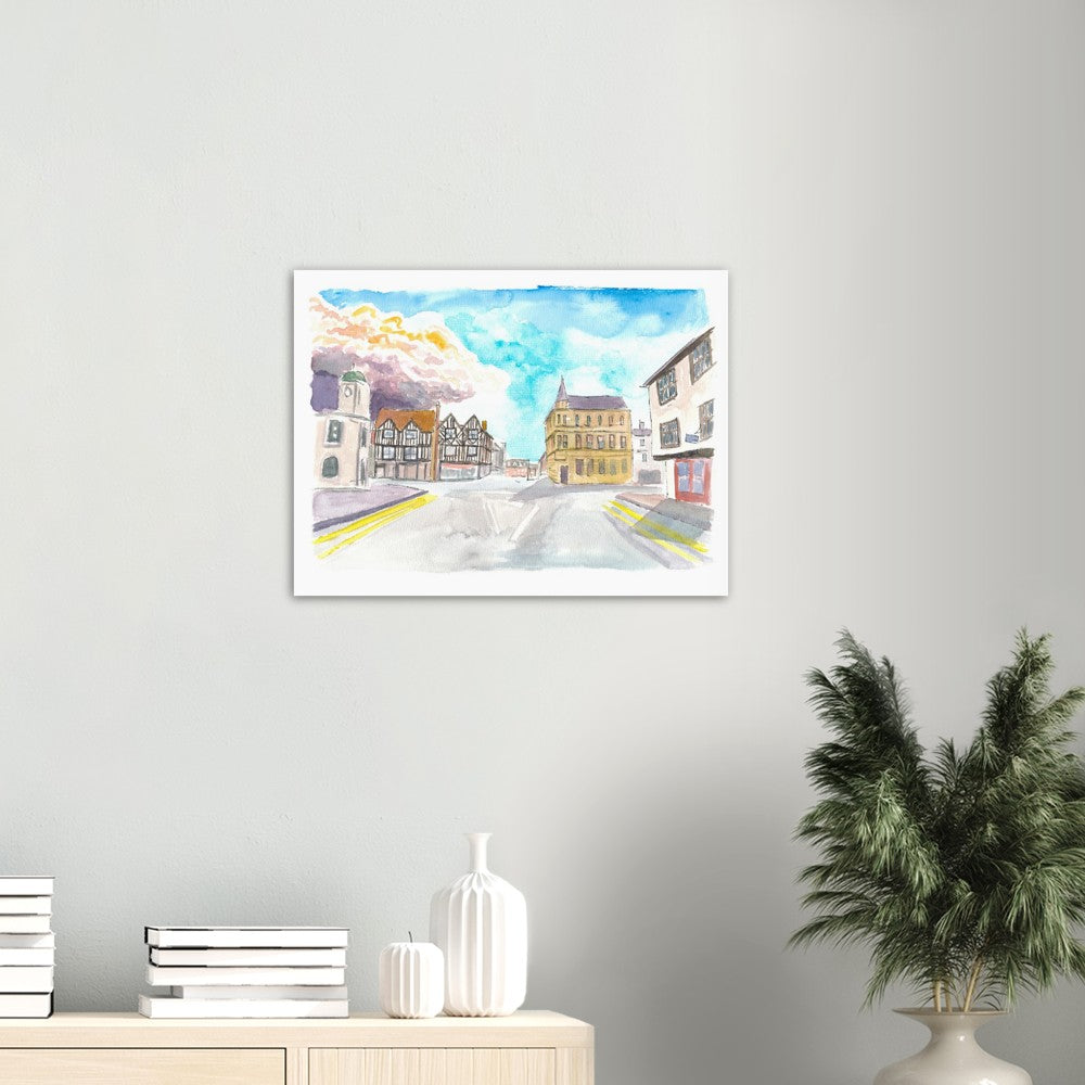 Historic Stratford-upon-Avon Street Scene in England Warwickshire - Limited Edition Fine Art Print - Original Painting available