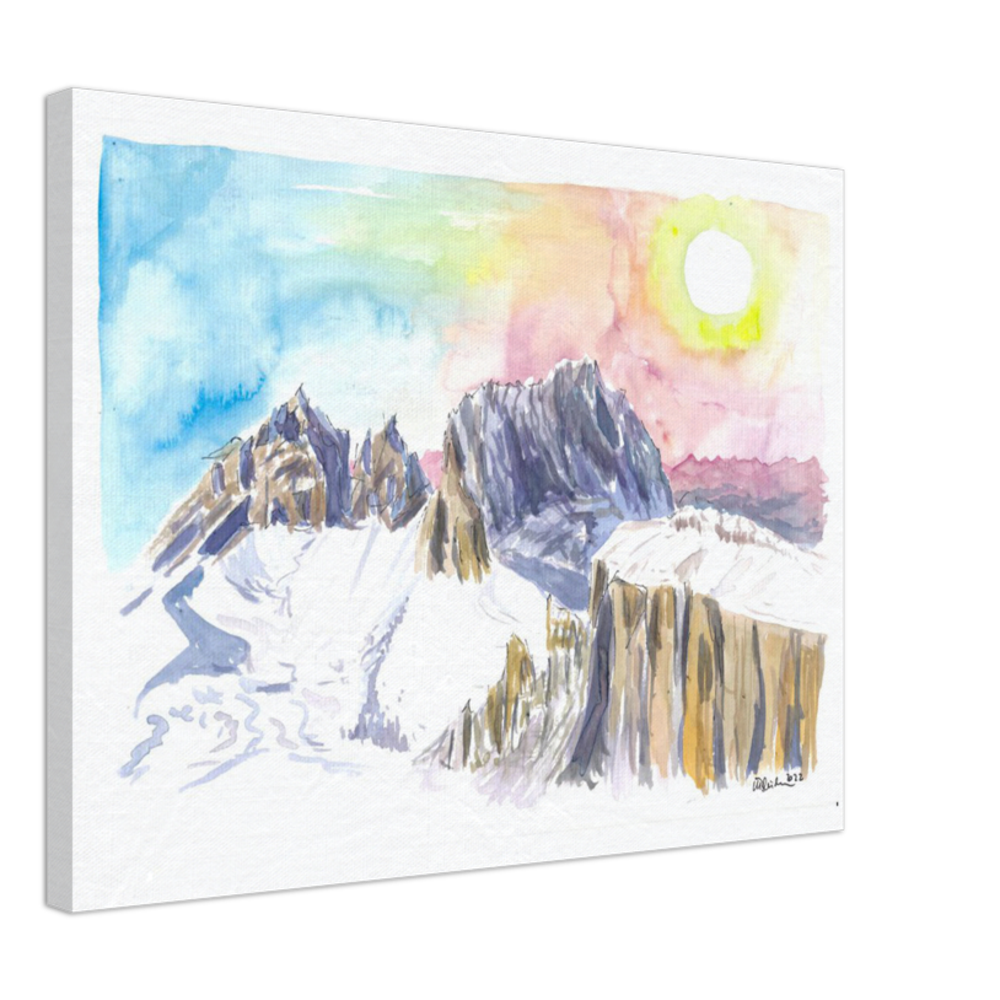 Dolomites Mountain Ridge with Winter Snow and Langkofel Sassolungo in South Tyrol, Italy - Limited Edition Fine Art Print