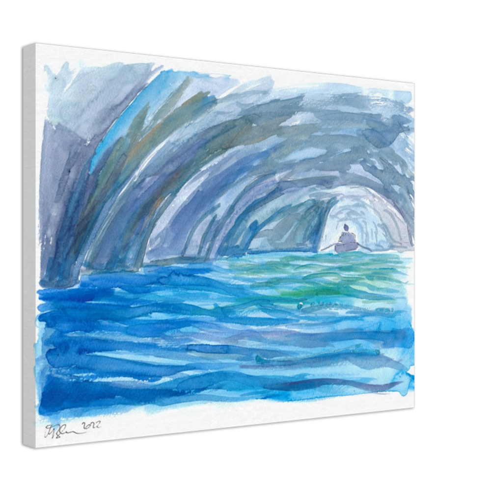 Grotta Azzurra - A Blue Grotto Capri Boat Excursion - Limited Edition Fine Art Print - Original Painting available